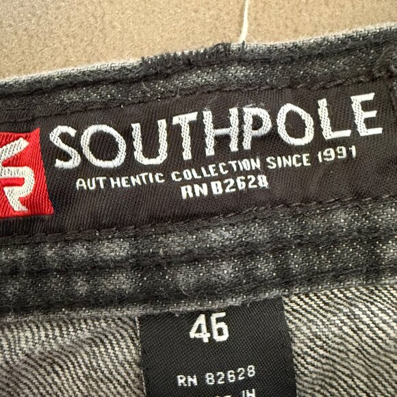 SouthPole Men’s Distressed Classic Straight Leg Jeans, Black, Size 46 - Picture 4 of 9